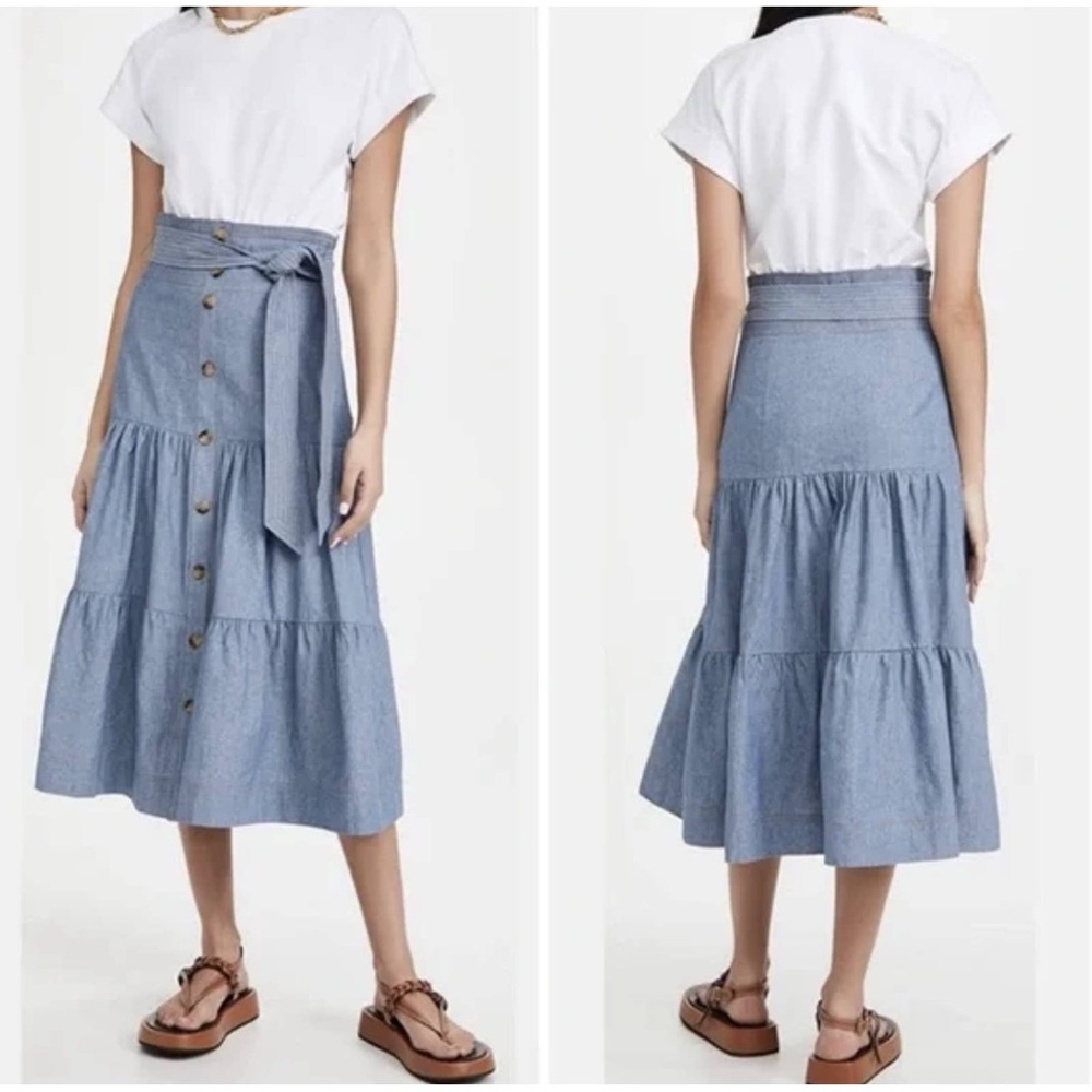 GUC size L Veronica Beard Emmitt mixed media dress with denim skirt